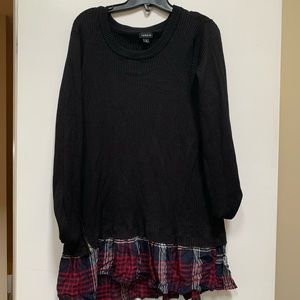 Torrid sweater with plaid underlay detail